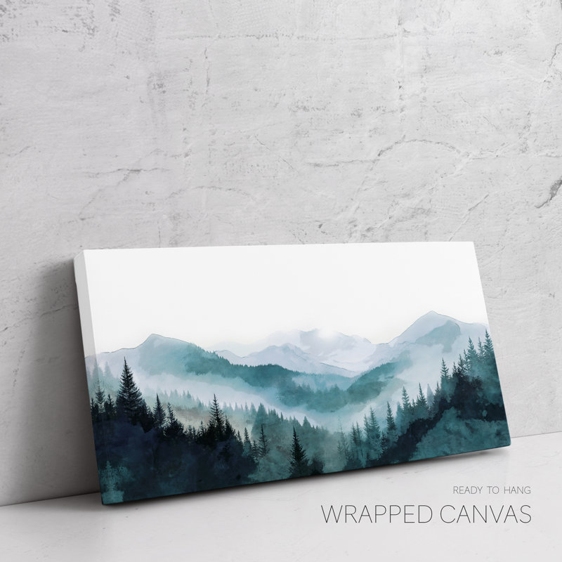 Art mural aquarelle panoramique Blue Ridge Mountains, Affiche sans cadre, H 16 po x l 32 po