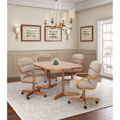 5-Piece Extendable Double-Pedestal Caster Dining Set
