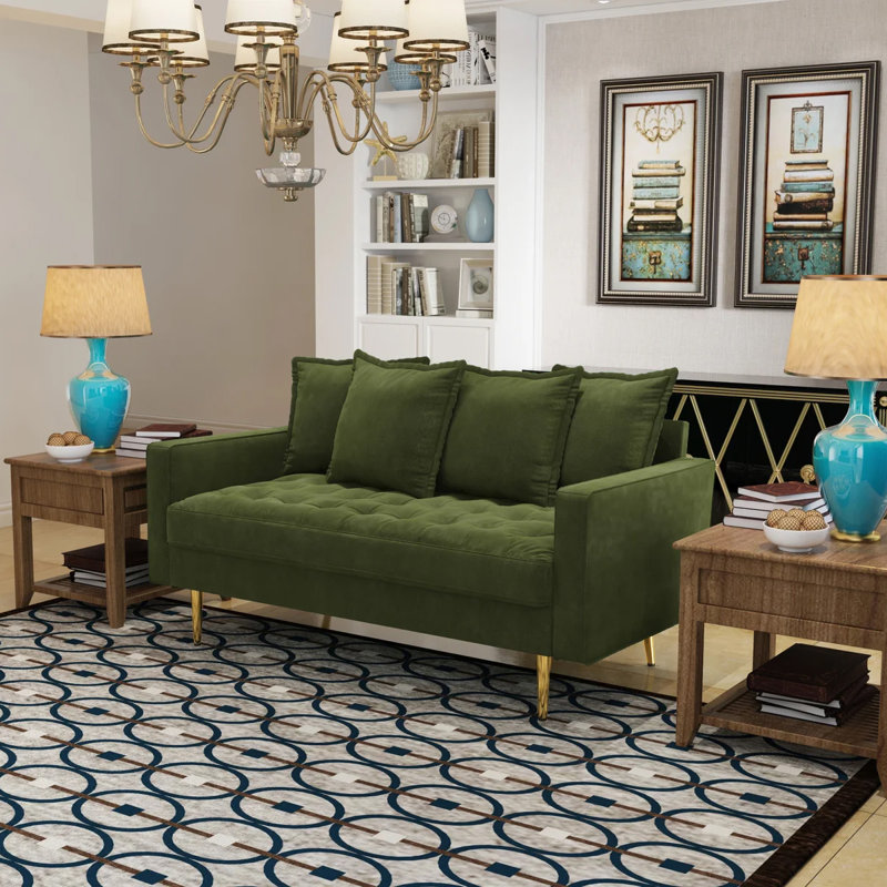 Madalinn 58'' Velvet Loveseat, Olive Green Velvet