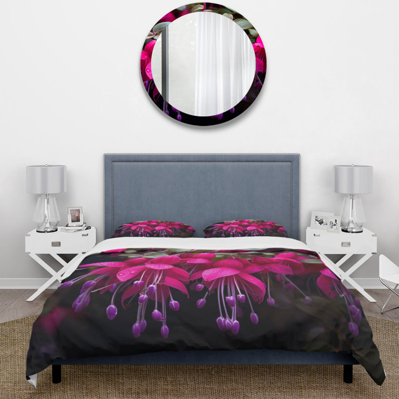Ensemble de housse de couette en microfibre / polyester Fuschia Vivace Flowers II Bedding