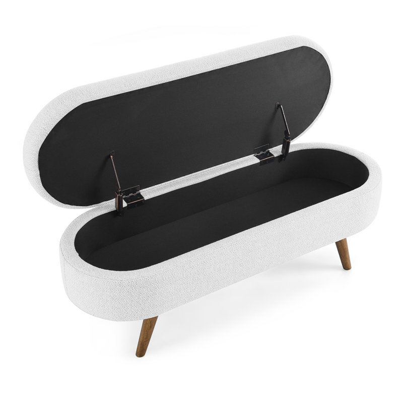 Banc de rangement à couvercle rabattable Heinly, Blanc