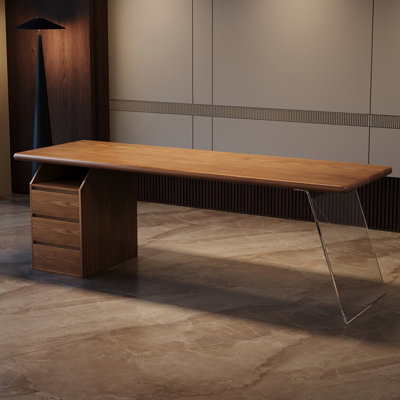 Nut-brown Rectangular Solid Wood with 3 drawers Executive Desk, Office desk