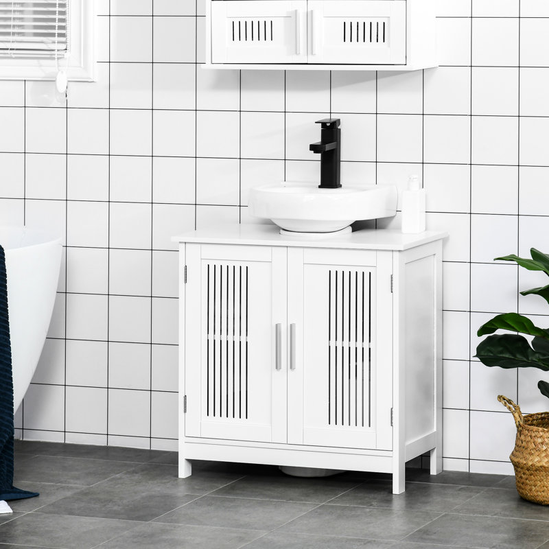 Armoire de salle de bain ajustable sous le lavabo - Blanc 2 portes