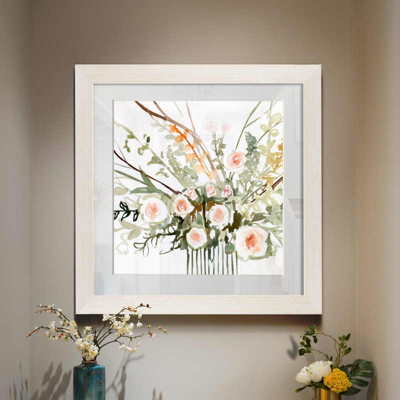 Fleurs de foraged II-imprimé, H 31,5 po x l 31,5 po x P 1,5 po, Papier encadré blanc