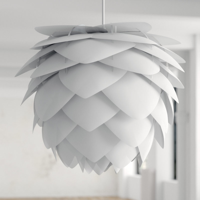 Luminaire suspendu unique en son genre à 1 lumière, Blanc, blanc, H 17,7 po x l 17,7 po x P 17,7 po