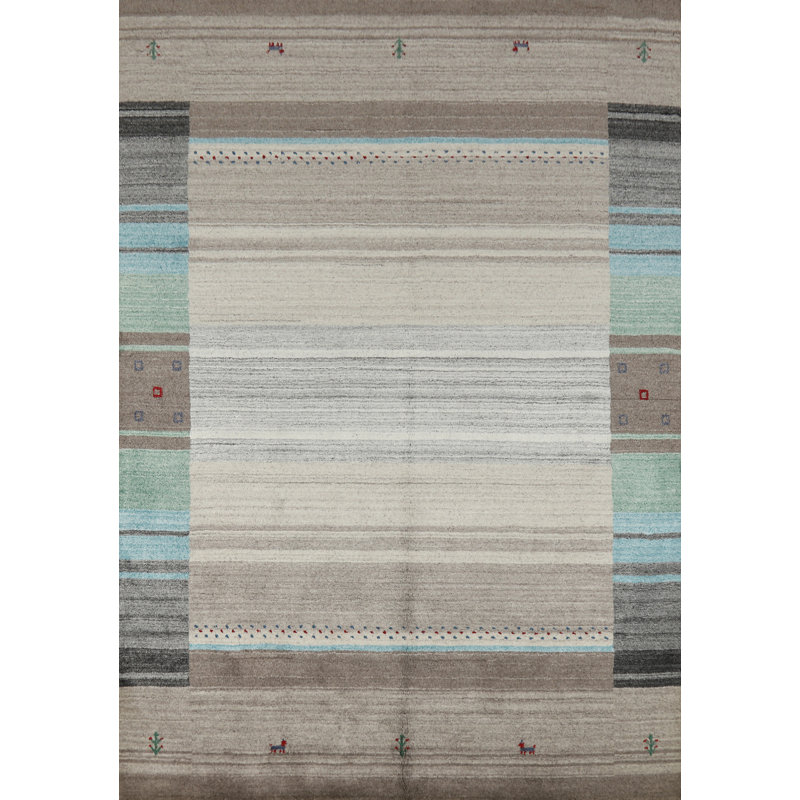 Tapis indien en laine fait à la main de style Gabbeh 5 x 8