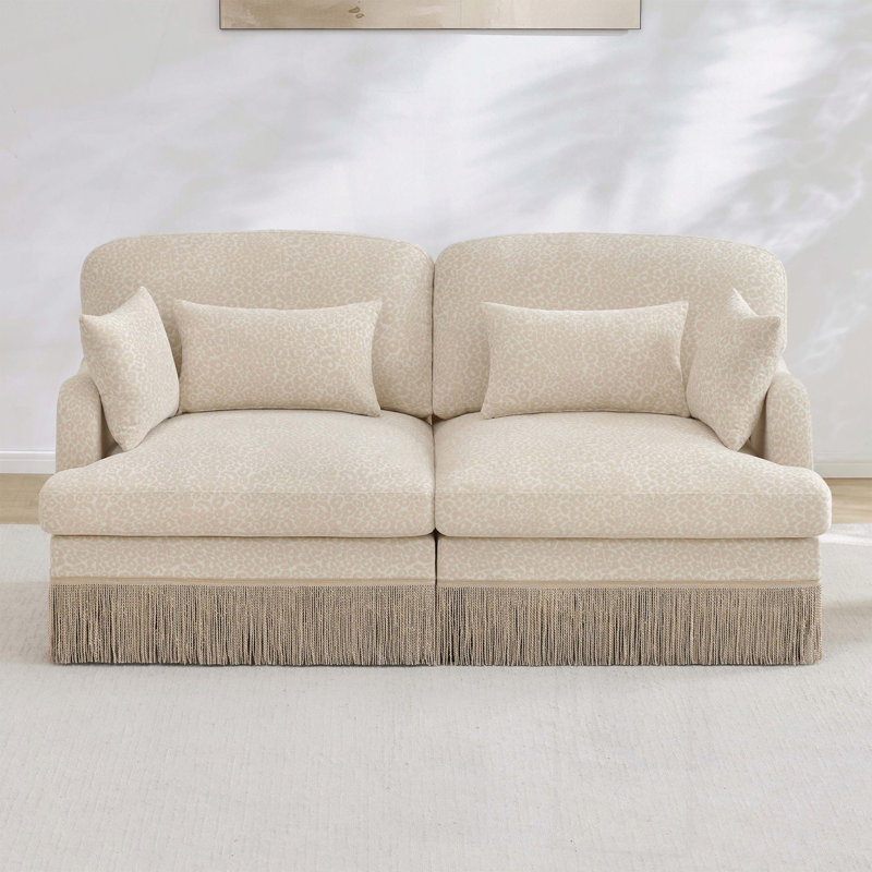 Canapé Comfy en chenille à imprimé léopard, Beige