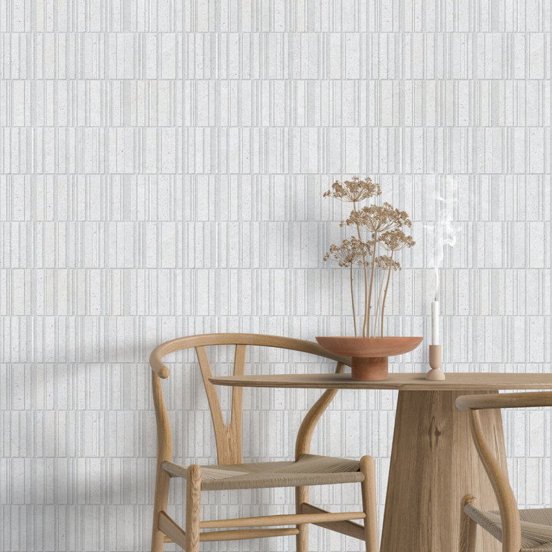 Spanish Deco Silis 12"x 24" 3D Cement Look Matte Porcelain Wall Tile (5 PCS, 10.76 Sq. Ft./Case), White