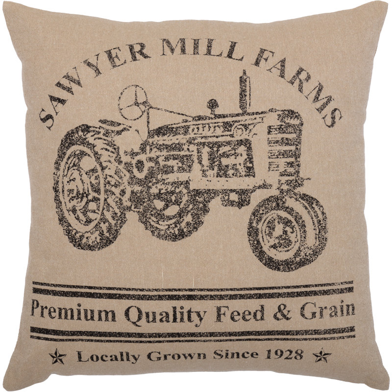 Sawyer Mill Tractor Square Cotton Pillow Cover & Insert, Charcoal
