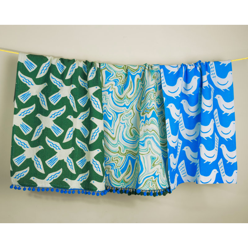 Artisan Bird & Marble Print Kitchen Towel Set