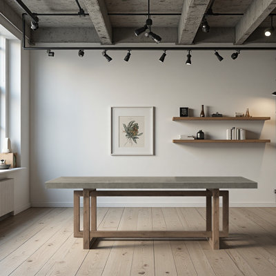 Bureau rectangulaire en bois massif imitation gris ciment