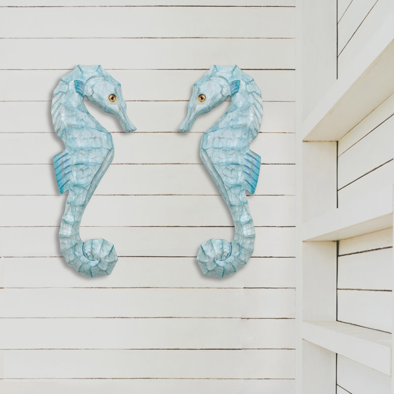 Handmade Coastal Landscape & Nature Wall Decor on Solid Wood, Aqua