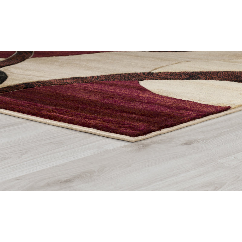 Tapis beige / rouge Adonia, Tapis de couloir 2 pi 8 po x 11 pi 10 po