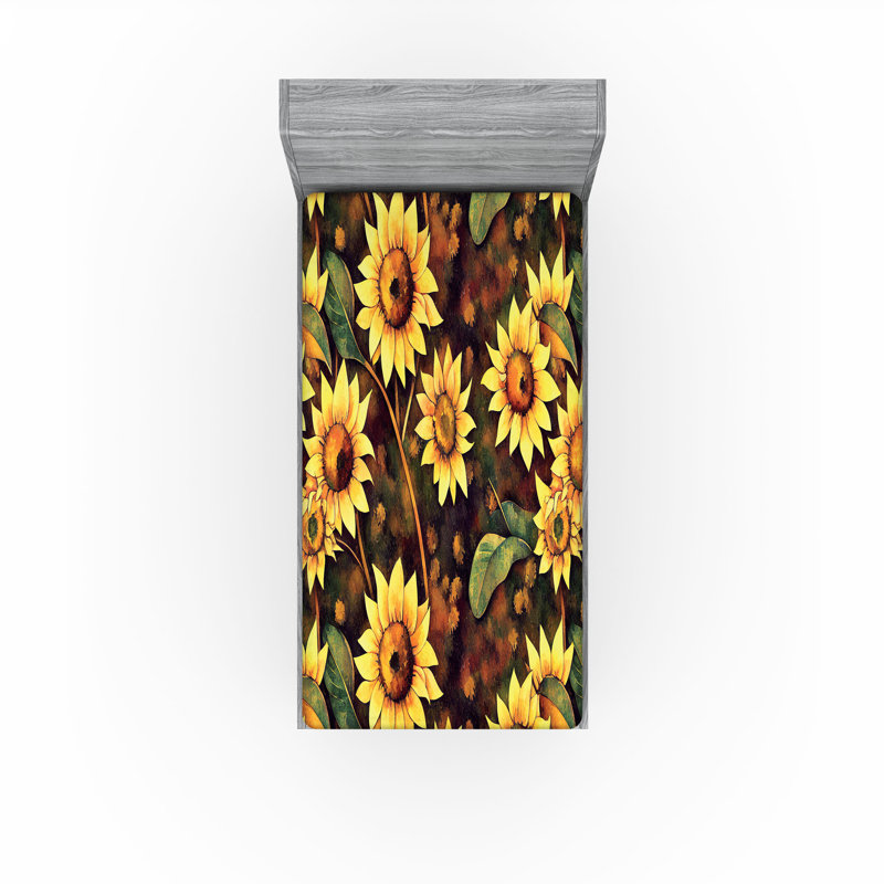 Drap-housse floral Ambesonne, Vert avocat pâle, fauve / floral, Drap-housse de taille simple