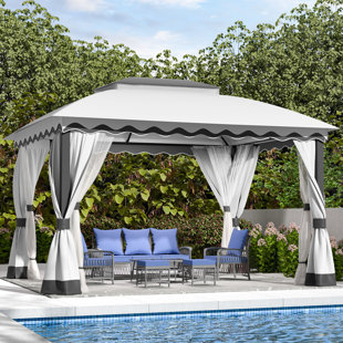 Outdoor Patio Gazebo Heavy Duty Gazebos With Mosquito Netting & Double Roof