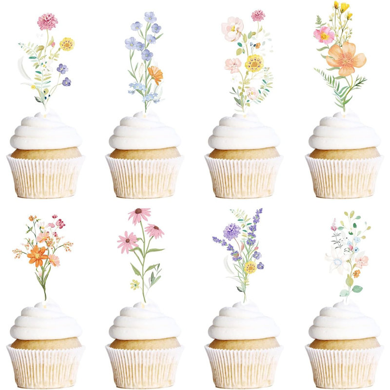 40 pièces de décoration de gâteau de fête de bébé Wildflower Baby in Bloom