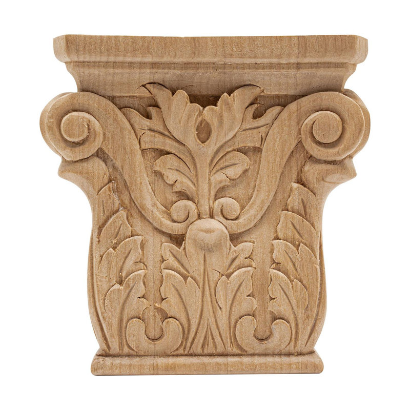 Applique en bois majestueux 4 po x 3-7 / 8 po x 1 po Acanthus, Aulne