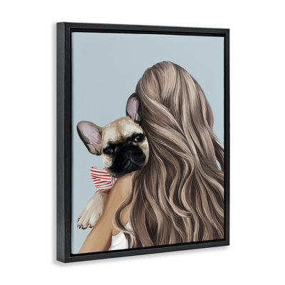 Cadre flottant «Girl with Frenchie Dog», design par Anna Lischenko