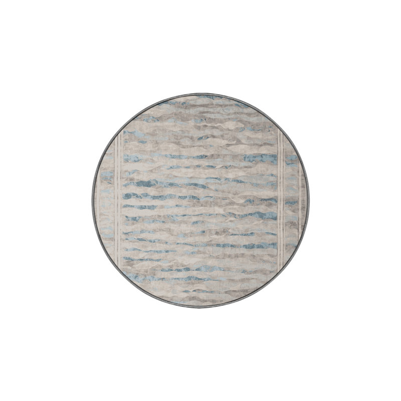 Machine Washable Gray Area Rug, Round 6'