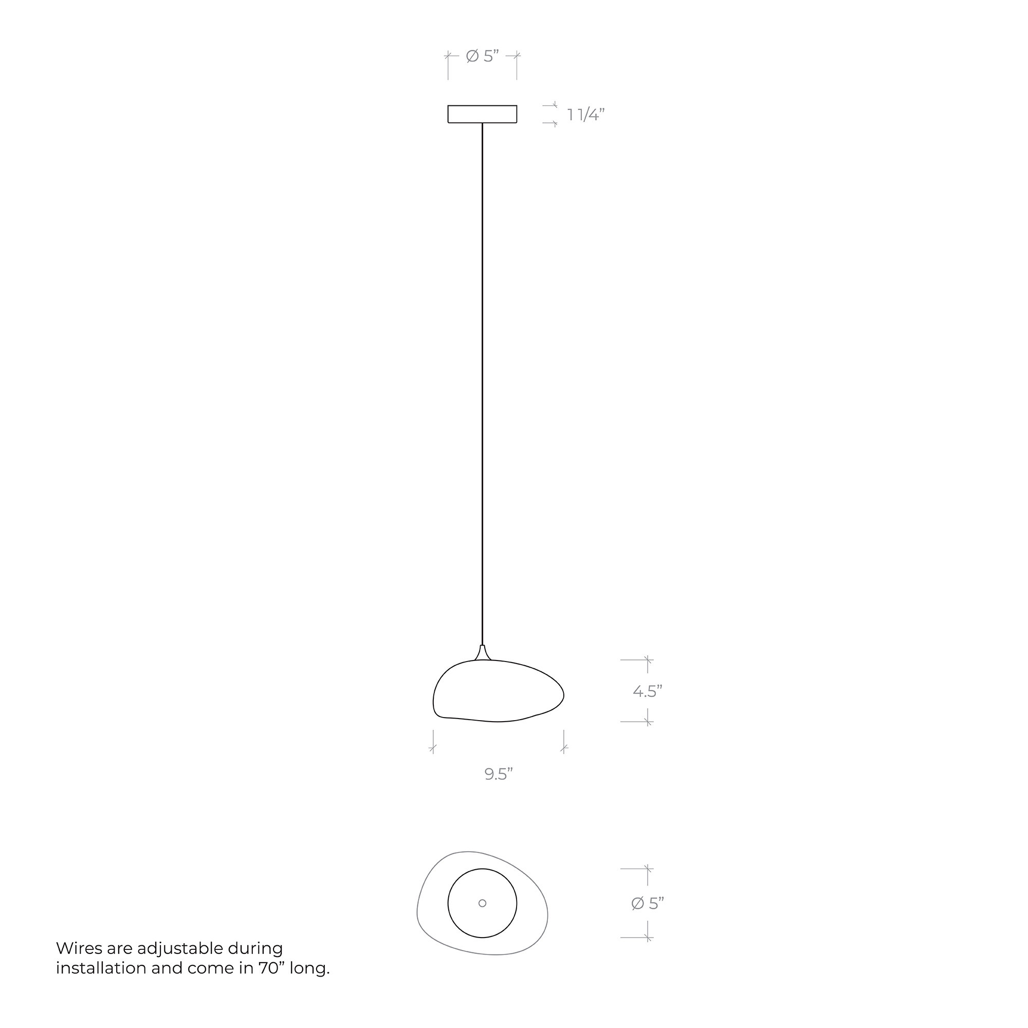 Kloud 1 - Light Single Globe Pendant, Smokey Gray, 4.5" H x 9.5" W x 7.5" D, White