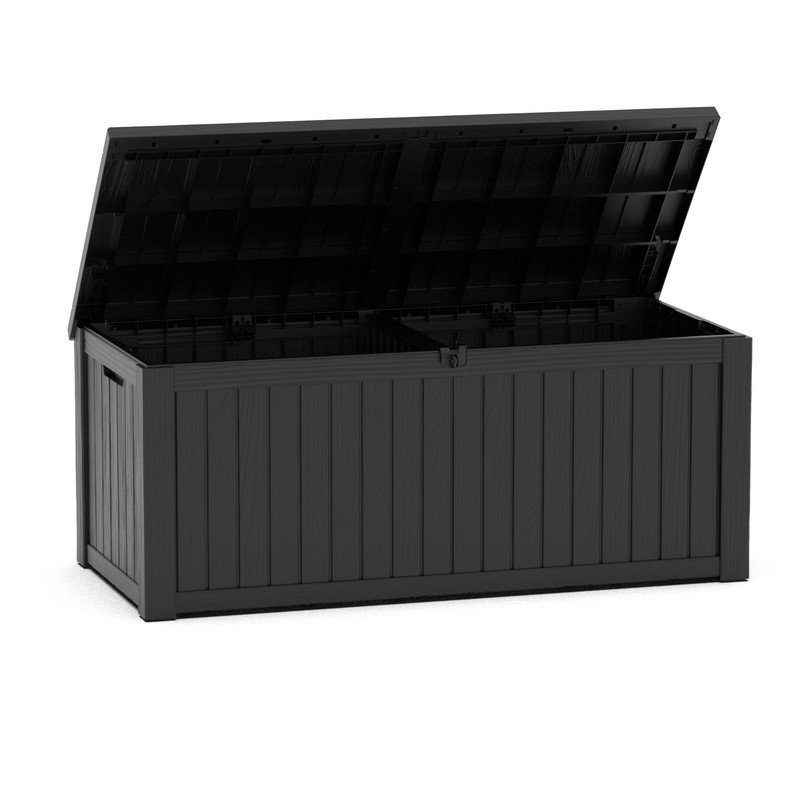 680L Durable and Weather-Resistant Lockable Deck Box, Black