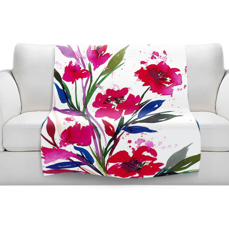 Couverture en sherpas posies doux rouge avec poches, l 51 po x L 60 po