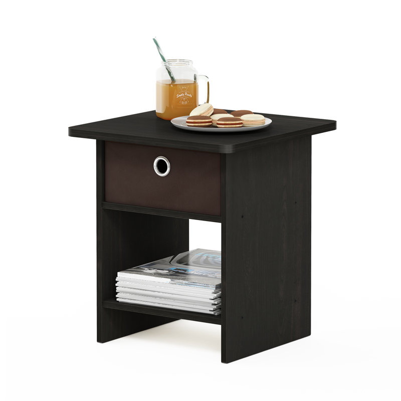 Table de chevet, table de chevet avec tiroir à bacs Ebern Designs Duffield, Espresso / Brun
