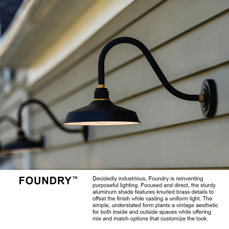 Foundry Wall Mount Outdoor Barn Light, Textured Black, 18" H x 16" W x 25.75" D