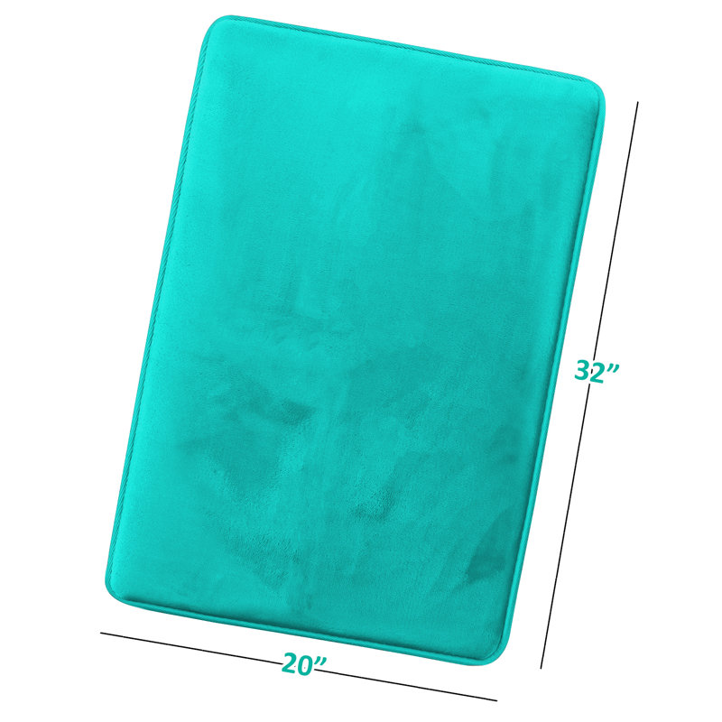 Tapis de bain en mousse viscoélastique ultra-doux avec envers antidérapant en PVC, Grand: L 32 po x l 20 po, Bleu sarcelle