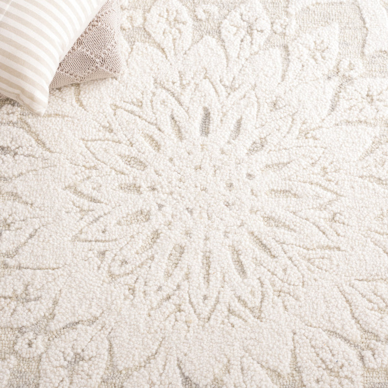 Tapis floral en laine et coton touffeté à la main Blossom, Tapis de couloir 2 pi 3 po x 8 pi