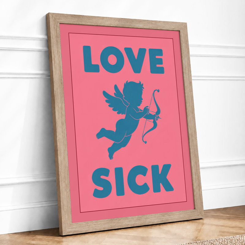 Love Sick Cupid Typography - Print, Oak, A3 - 42.0 x 29.7 cm