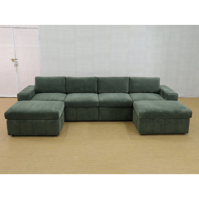 Bennetta Corduroy U-Shaped Sectional with Ottoman Symmetrical