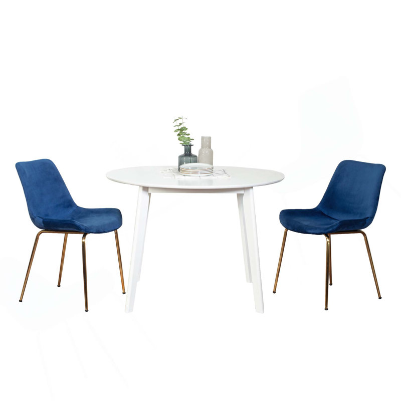 Mercer41 Contemporary 3-Piece Dining Set, White Round Dining Table With ...