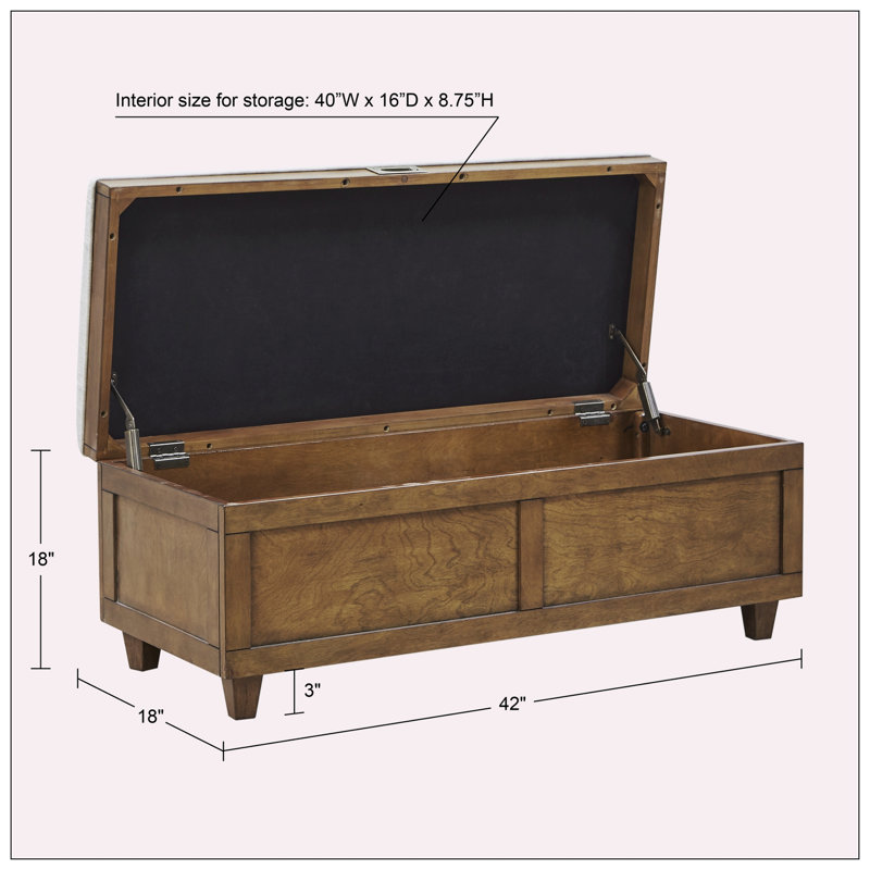 Banc de rangement rembourré en polyester Wicksham