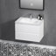 Meuble-lavabo suspendu de 76 cm (30 po) avec comptoir en résine intégré, 2 tiroirs à fermeture amortie, entièrement assemblé, noir lustré-134087709-115664282
