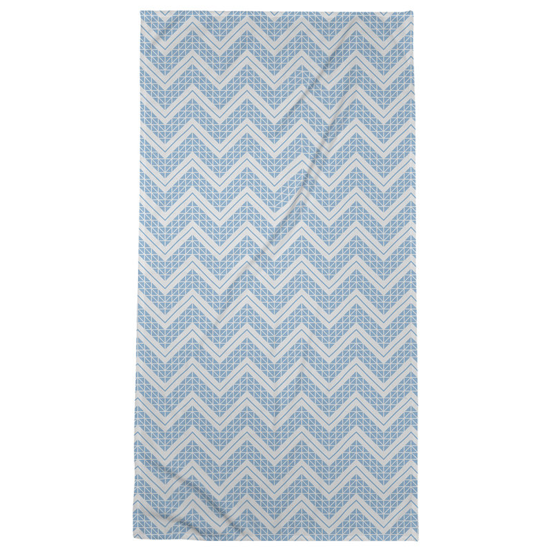 Stephenie Classic Hand Drawn Chevrons Bath Towel, Powder Blue/White