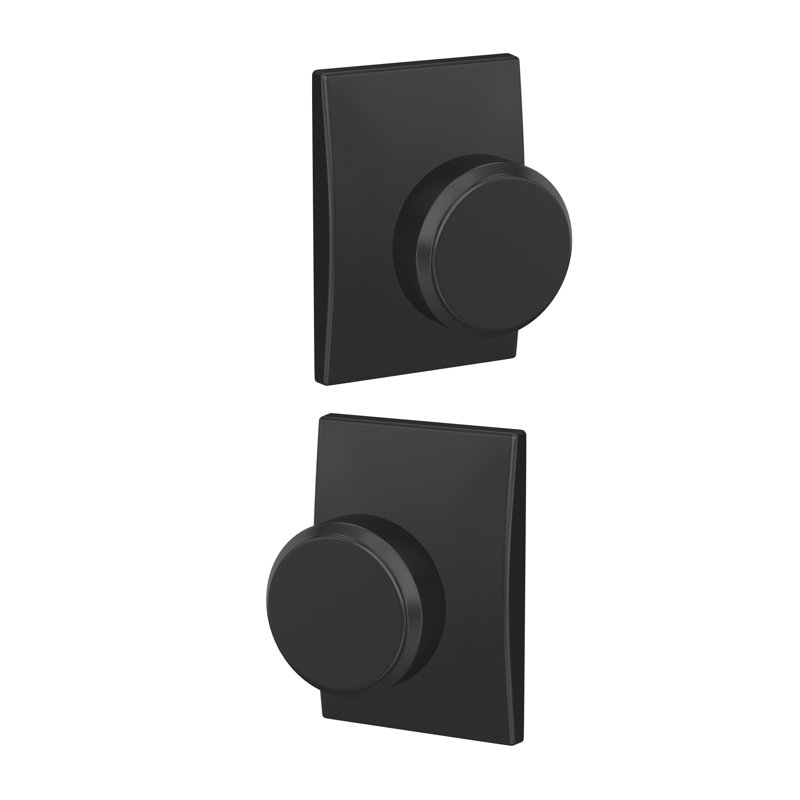 Bowery Non-Turning Knob with Century Trim, Matte Black, 3.86" H x 2.74" W x 2.21" D