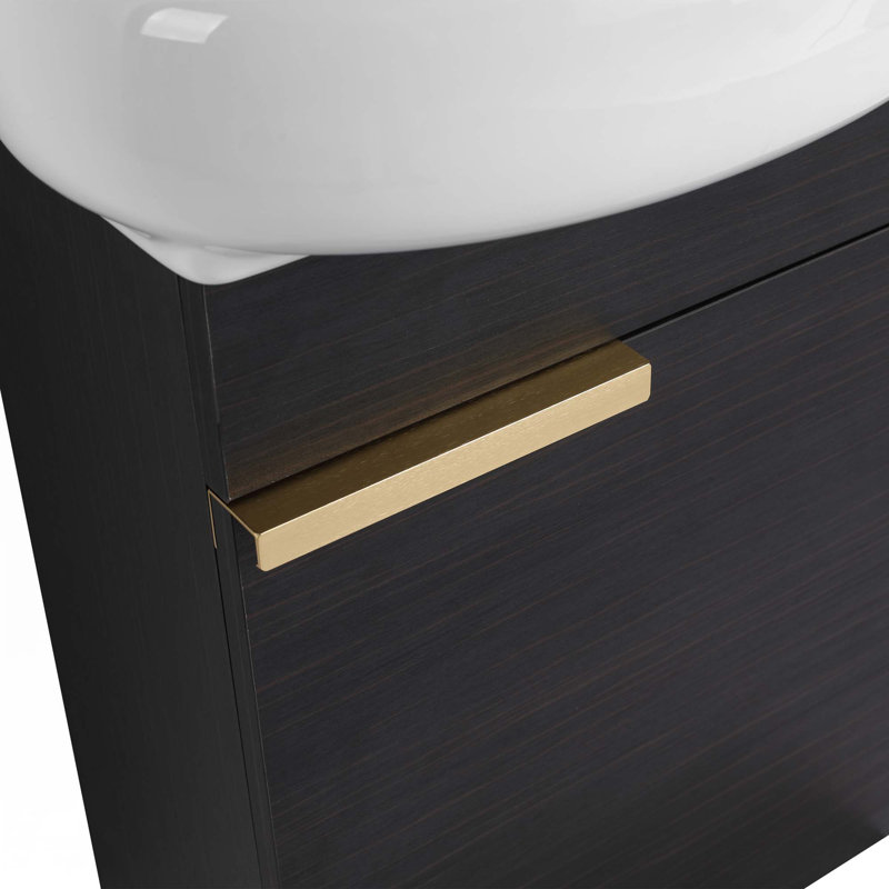 Petit meuble-lavabo 16 "avec lavabo, Noir, noir, noir, noir, Doré