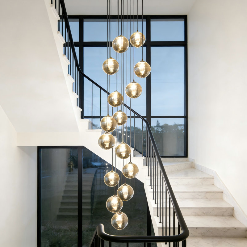 Amice 15-Light Adjustable Glass Cluster Pendant, Amber