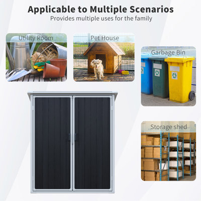 Armoire de rangement extérieure en résine imperméable avec portes verrouillables pour vélos et meubles de patio 5 x 3 pi