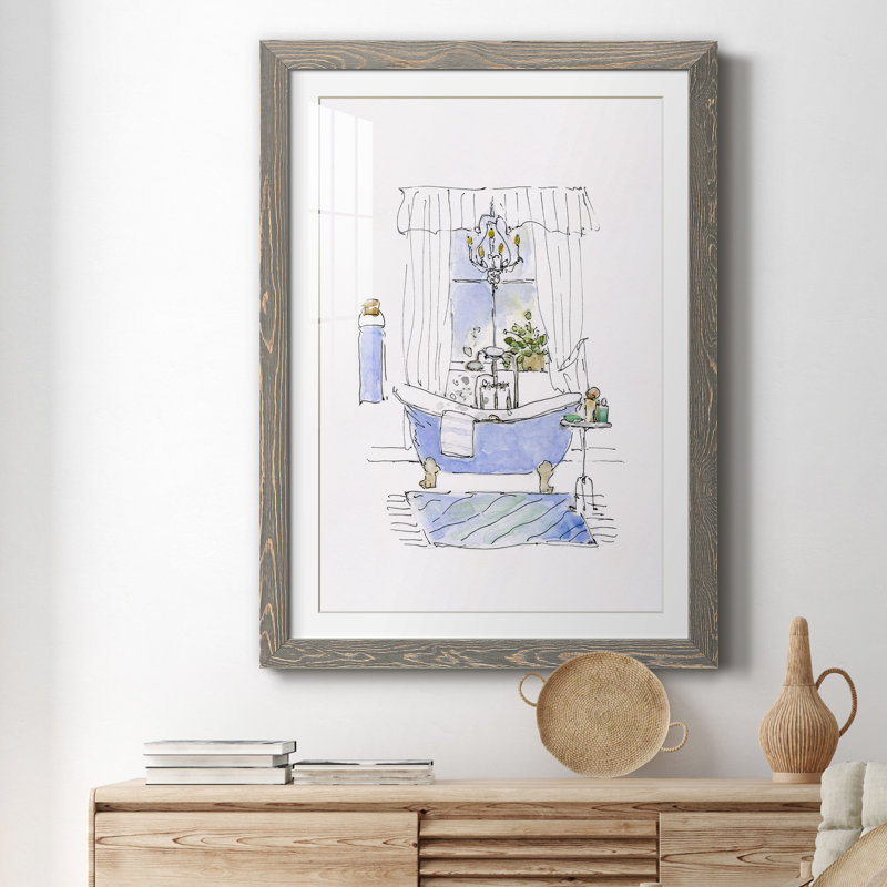 Sapery Bath I - peinture encadrée, H 31 po x l 44 po x P 1 po, Encadrement gris