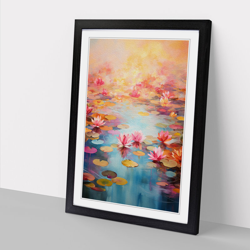 XYZ-FRM-V1223-5220 Pond Colour Field - Single Picture Frame Print on Wood, 64cm H x 46cm W x 2cm D, Black