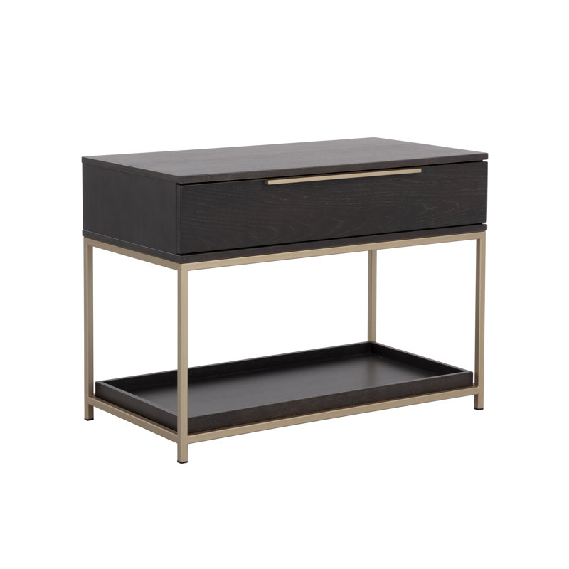 Mitrea 1 - Drawer Nightstand, Charcoal Gray/Gold