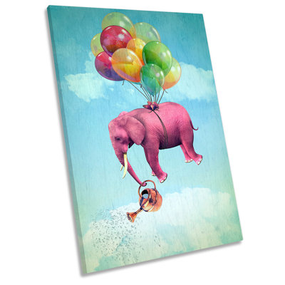 Z1562 Elephant Surrealism Balloons - Wrapped Canvas Print