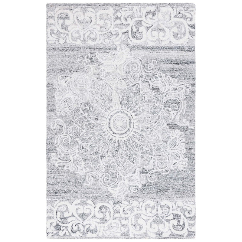 Abstract Hand Tufted Wool With Cotton Cloth Backing Floral Rug, Runner 2'3" x 8'
