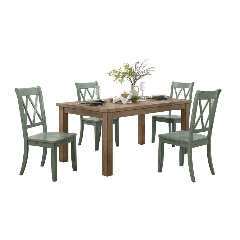 Ensemble de 2 chaises de salle à manger décontractées à finition sarcelle