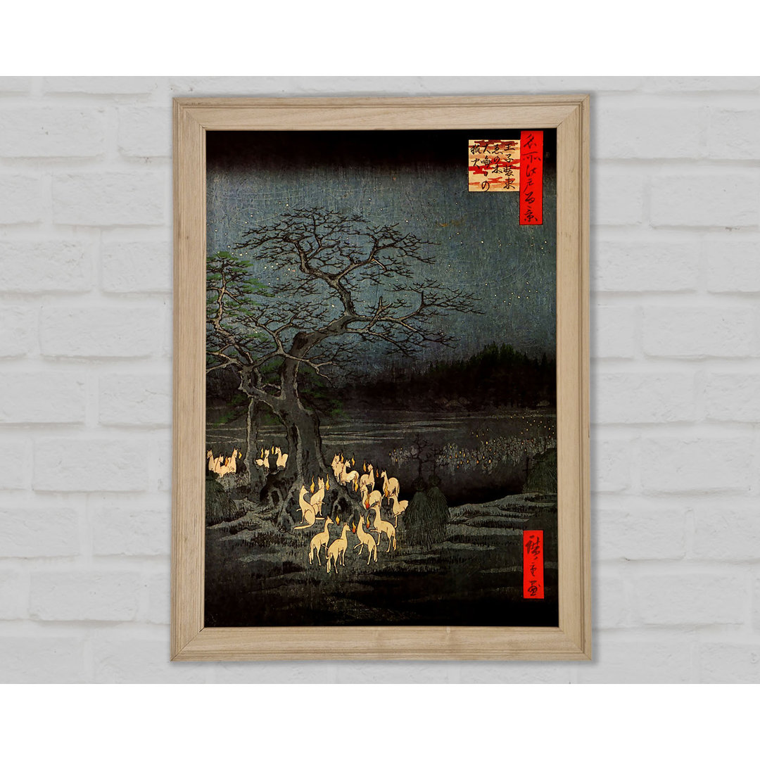 Hiroshige Feuerfüchse - Druck