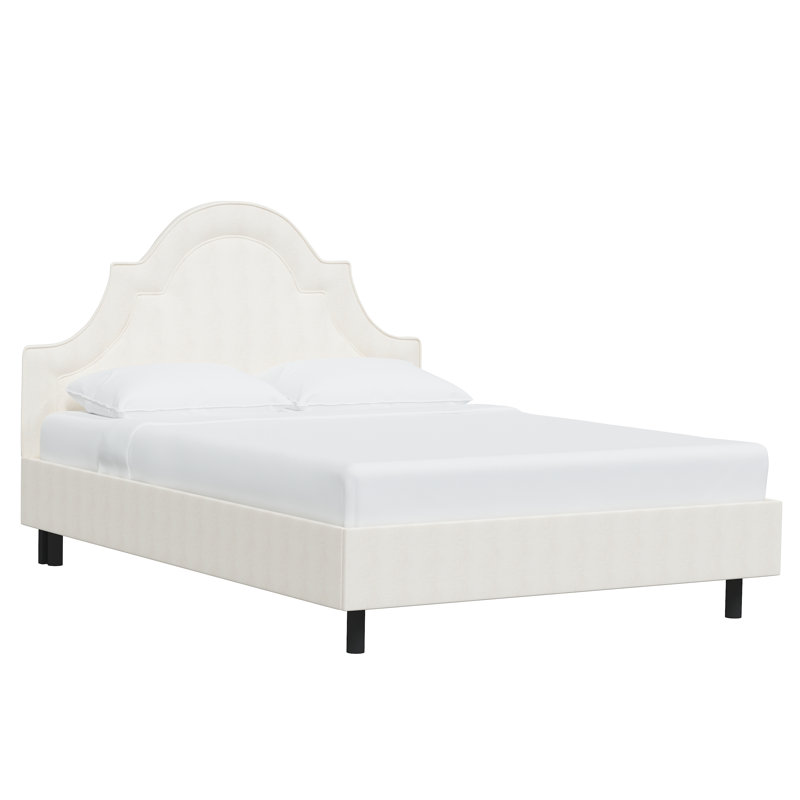 Knipe Upholstered Unfinished Scalloped Bed, Full, Zuma White Textured Linen