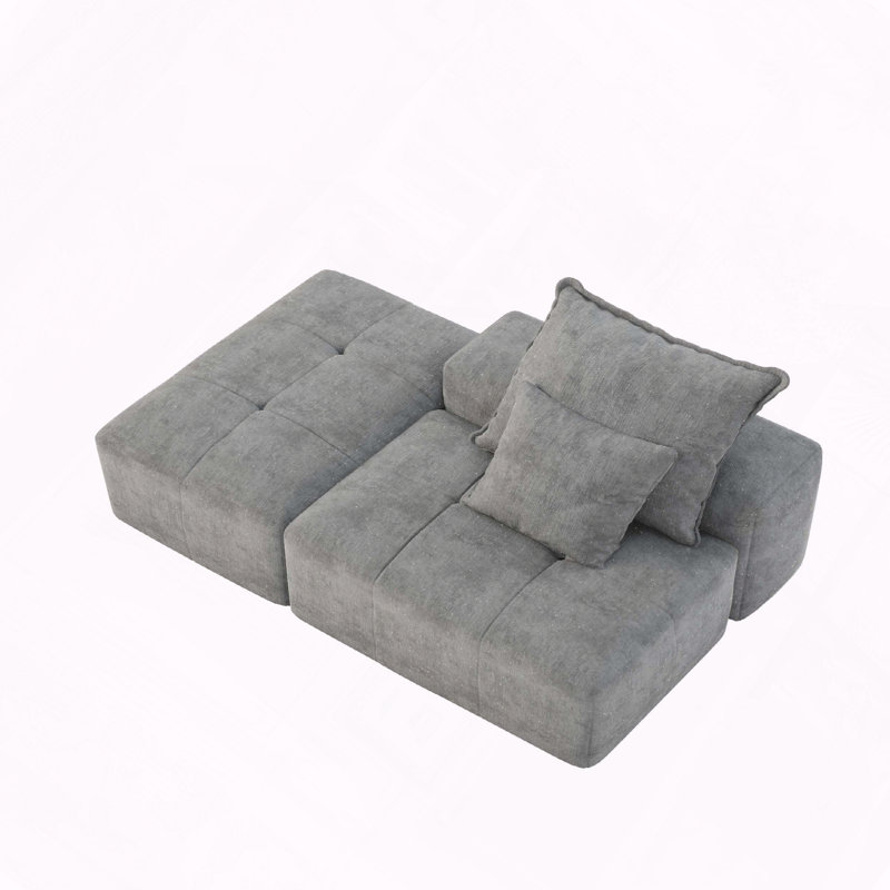 Chenille canapé modulaire bricolage touffeté coussins antidérapants, Gris