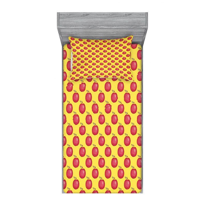Ensemble de draps en microfibre Fruits, Ensemble de draps pour lit simple TG + un drap-hou